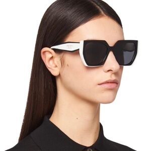 Prada Cateye PR 15WS 09Q550 Black White , Women Sunglasses AUTHENTIC !!!